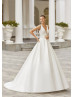 V Neck Ivory Satin Timeless Wedding Dress